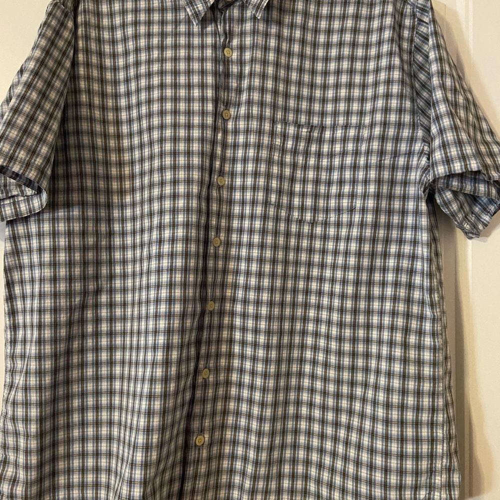 Men’s, Old Navy, XXL, Blue plaid, Short Sleeve Shirt.